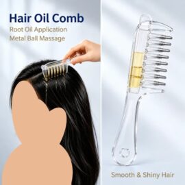 Hair Oil Applicator Comb with Metal Ball Scalp Massager Crystal Liquid Guide Comb for Hair Growth