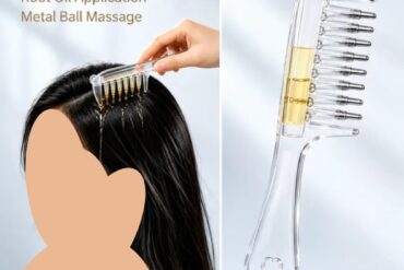 Hair Oil Applicator Comb with Metal Ball Scalp Massager Crystal Liquid Guide Comb for Hair Growth
