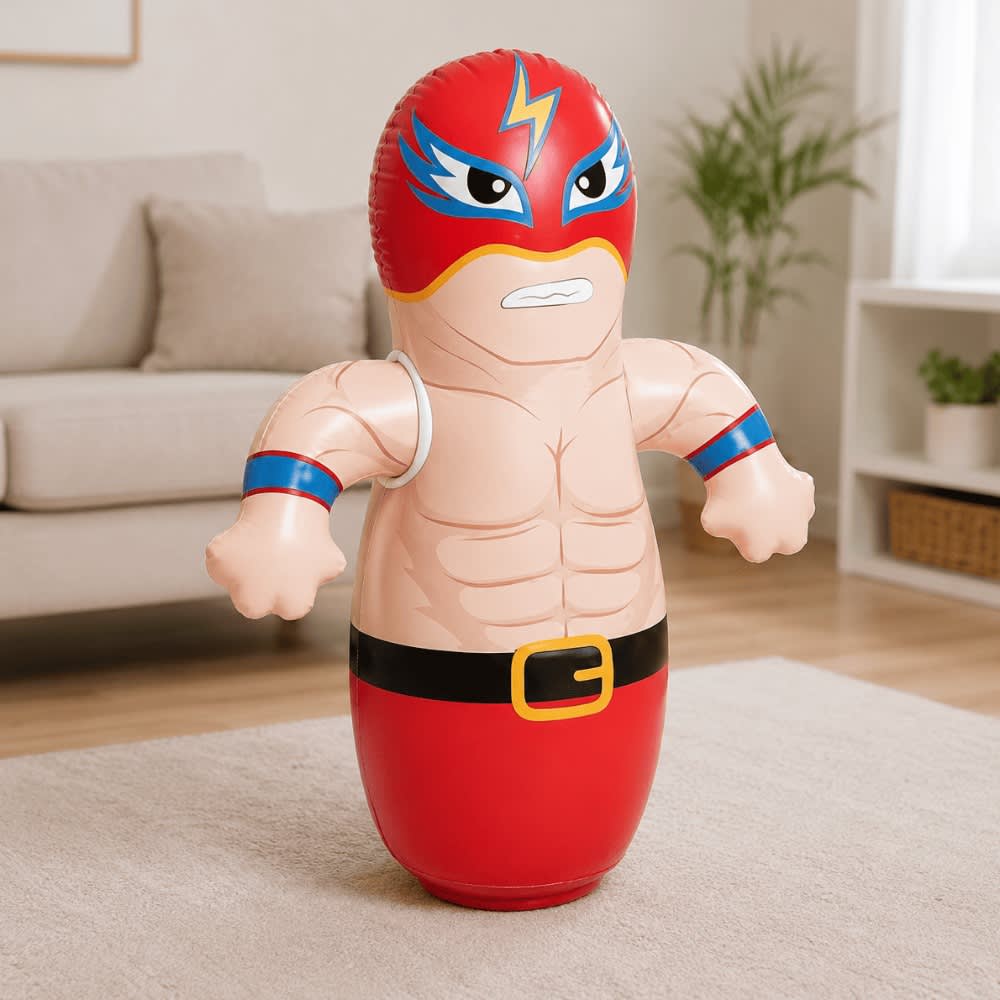 Inflatable Wrestler Punching Bag for Kids Bounce Back Bop Bag Free Standing Boxing Toy