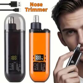 Rechargeable Electric Nose Hair Trimmer with 360° Rotating Head & LED Digital Display