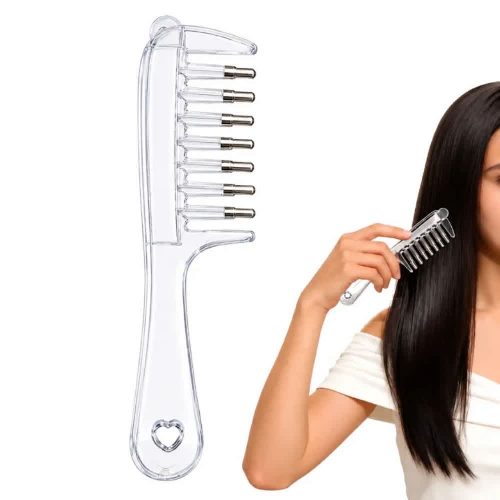 Hair Oil Applicator Comb with Metal Ball Scalp Massager Crystal Liquid Guide Comb for Hair Growth