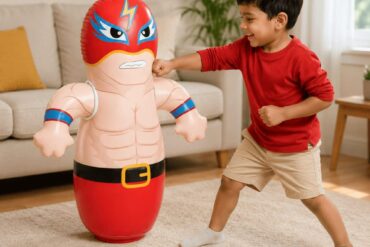 Inflatable Wrestler Punching Bag for Kids Bounce Back Bop Bag Free Standing Boxing Toy
