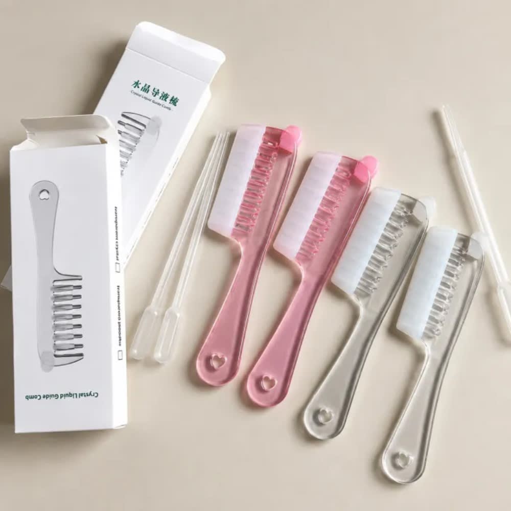 Hair Oil Applicator Comb with Metal Ball Scalp Massager Crystal Liquid Guide Comb for Hair Growth