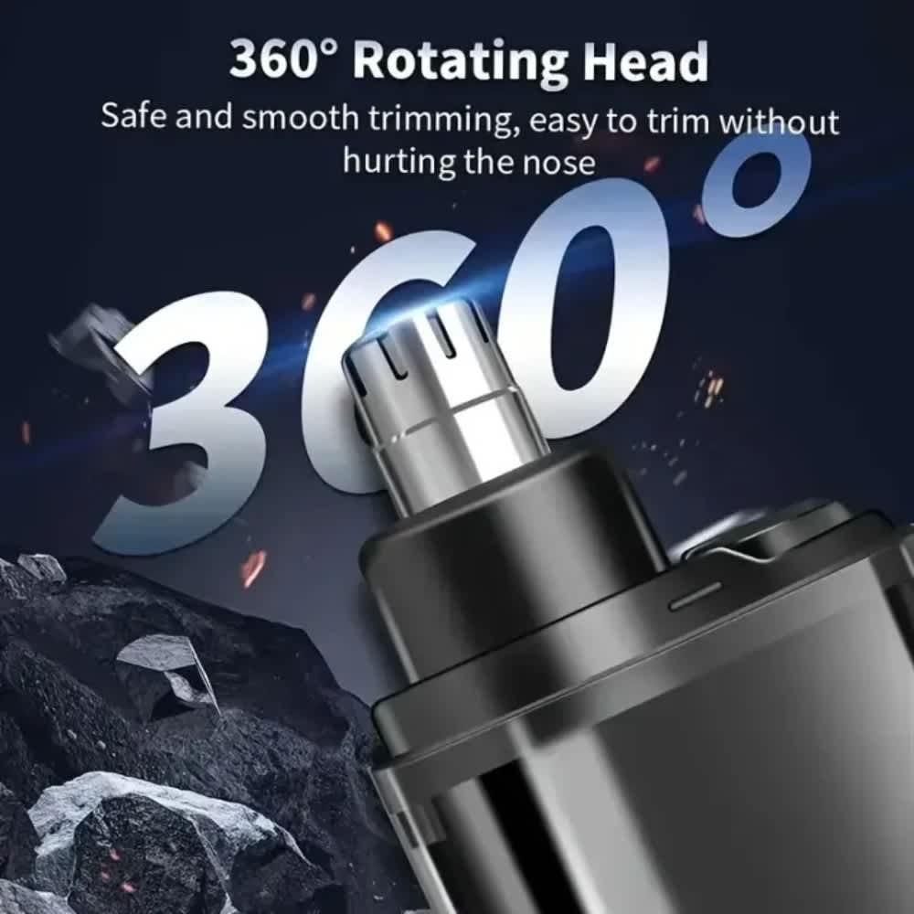 Rechargeable Electric Nose Hair Trimmer with 360° Rotating Head & LED Digital Display